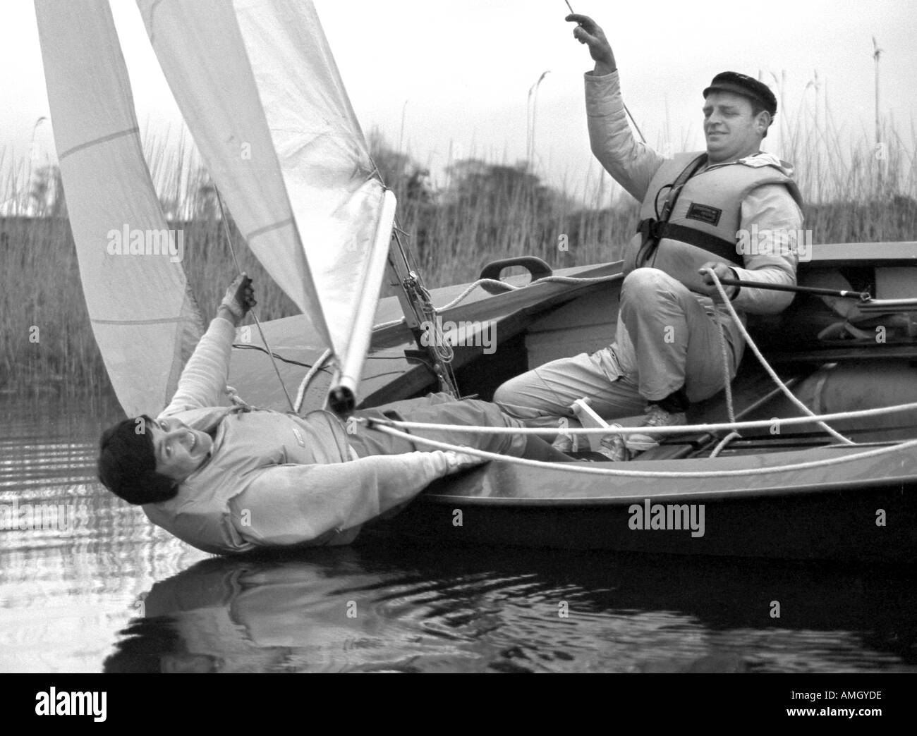dinghy sailing river Waveney Beccles Stock Photo