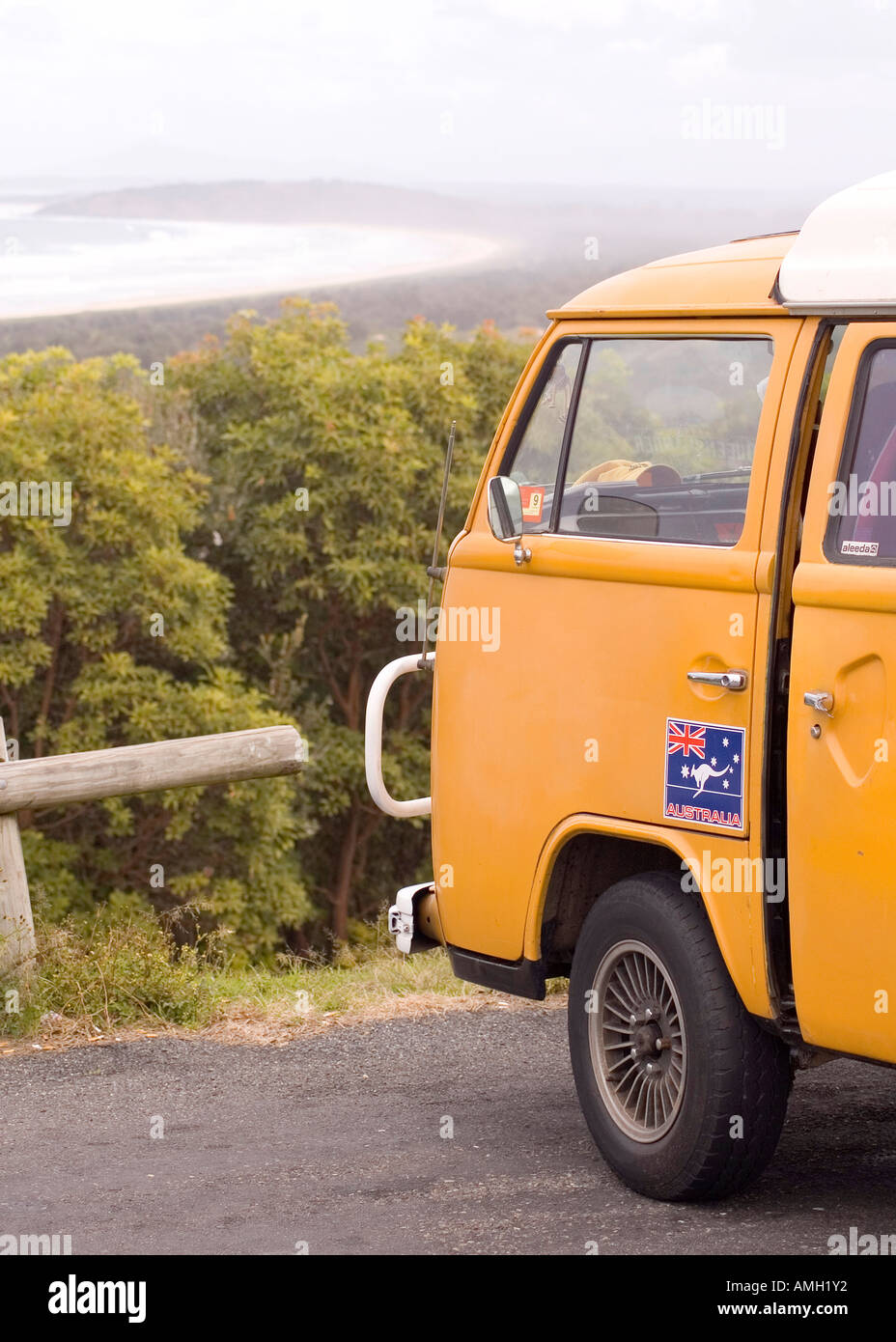 VW Camper van overlooking Byron Bay, Australia Stock Photo Alamy