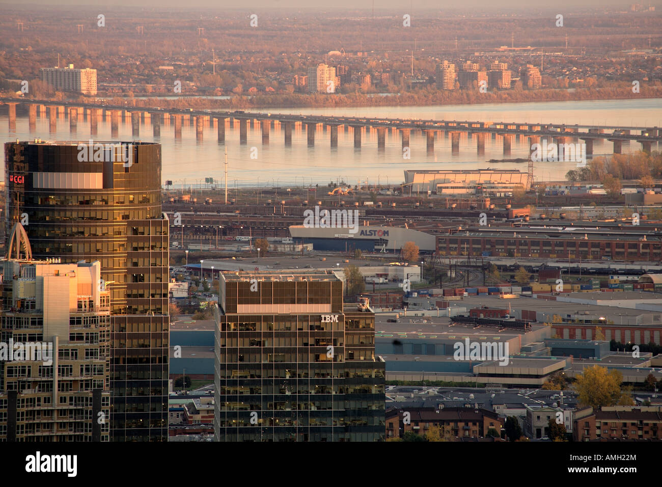 Pont Champlain at twilight. Montreal, Quebec, Canada Stock Photo