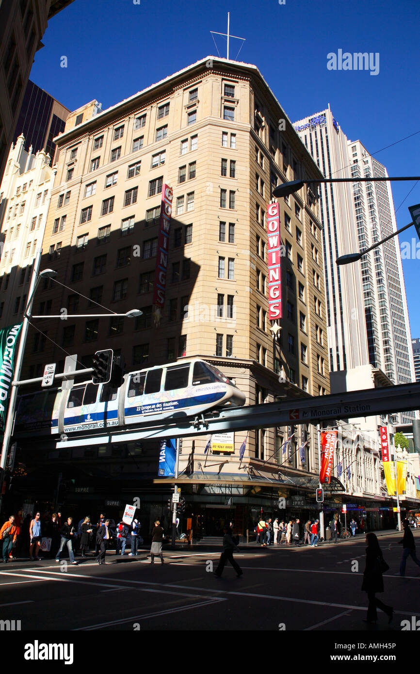 Monorail crossing over George Street Sydney Australia Stock Photo