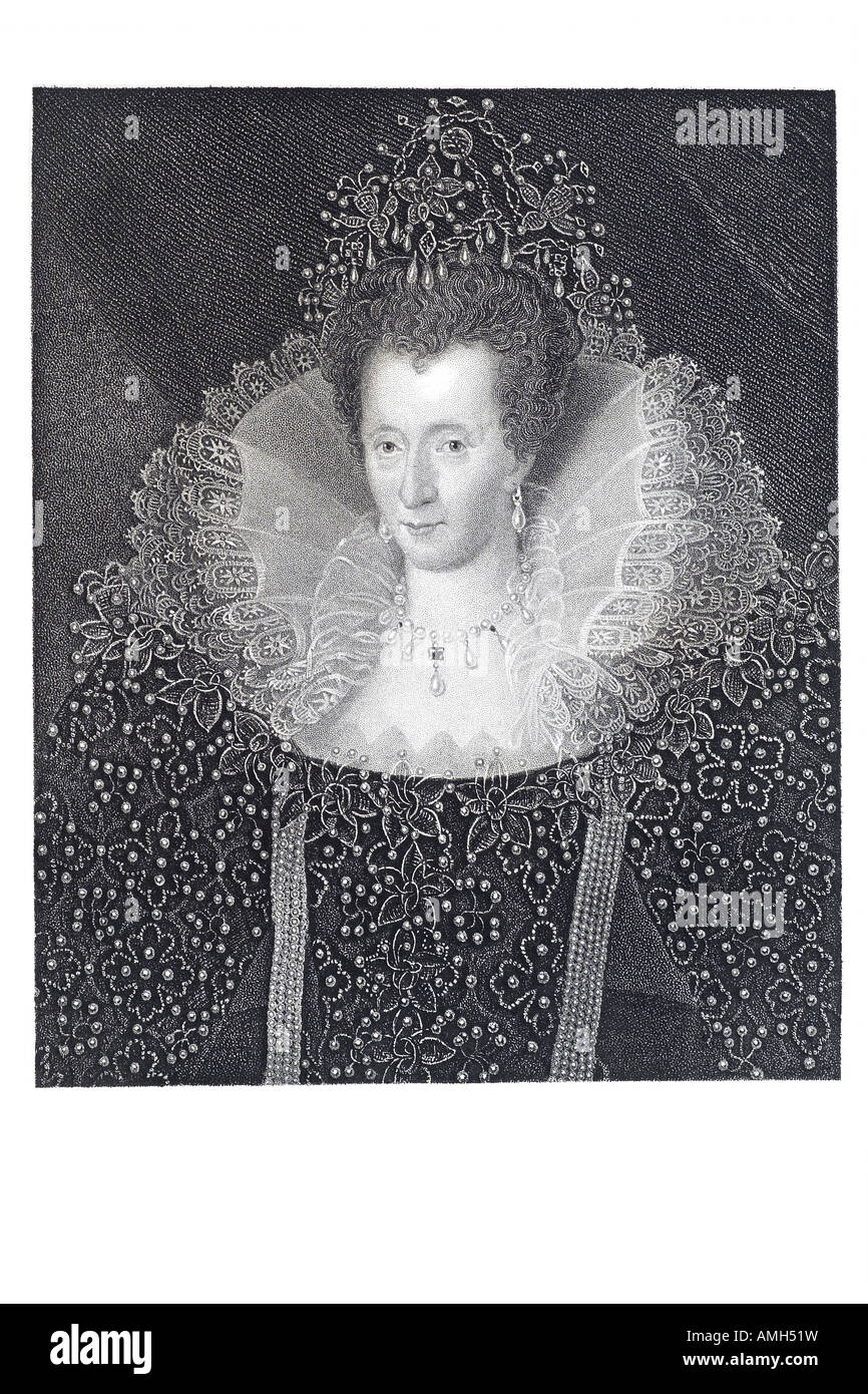 Queen Elizabeth I 1st first 1533 1603 elaborate ornate dress decorated lace ruff pearl England Ireland Virgin Gloriana Faerie Go Stock Photo