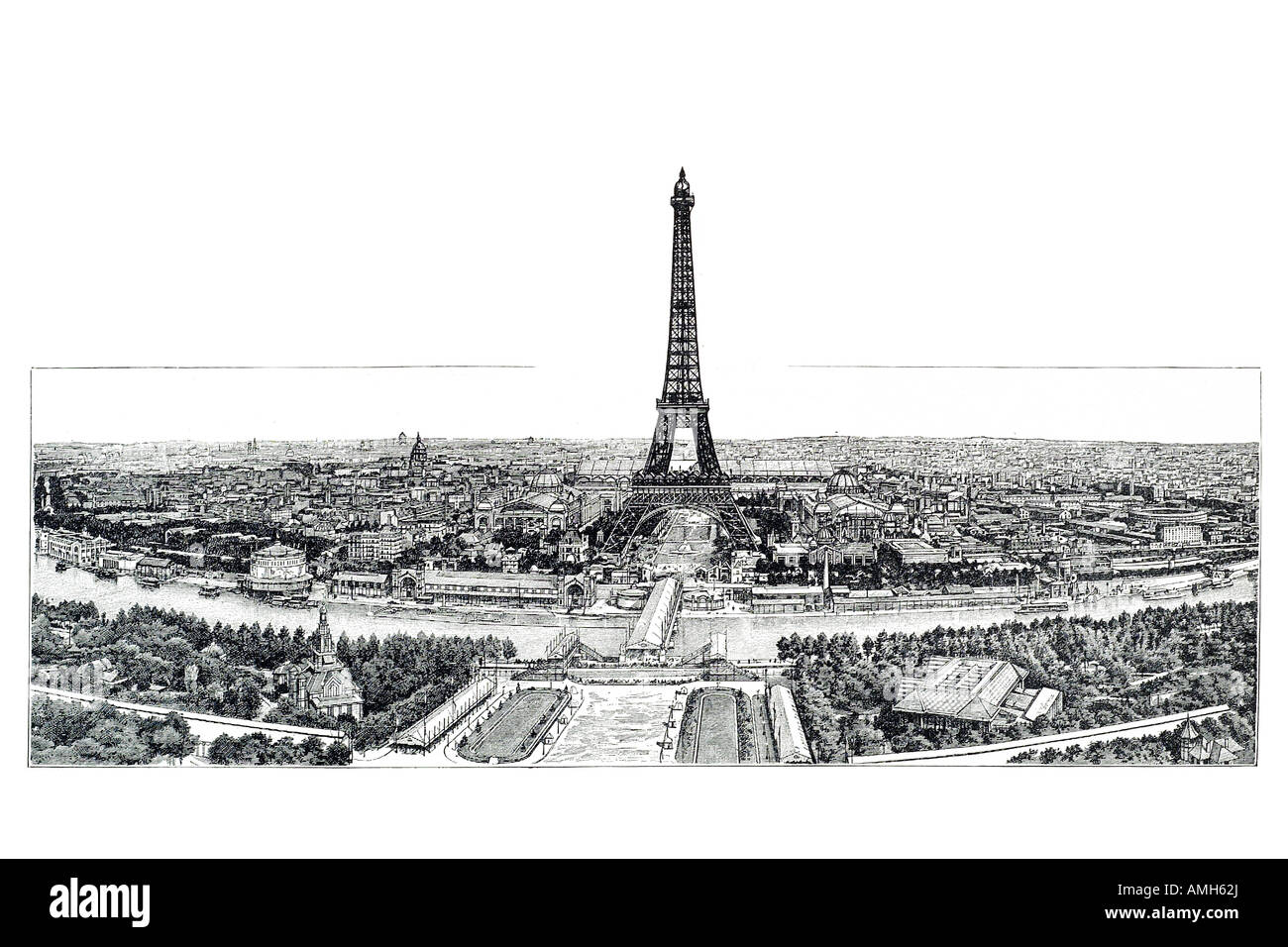 exhibition 1889 Parisian France French Eiffel tower river seine ...