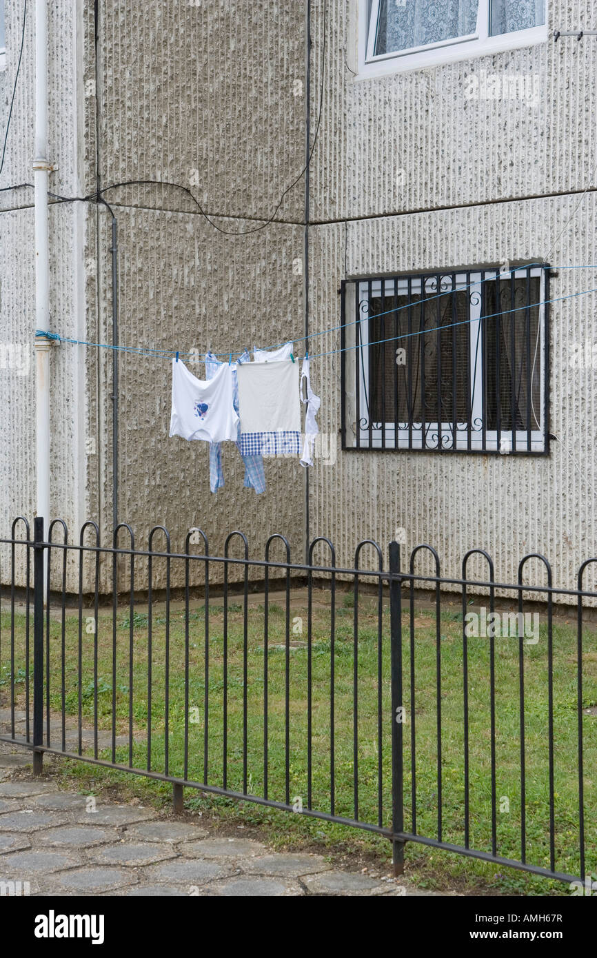 Washing hanging to dry, Tower Hamlets, London, England Stock Photo Alamy