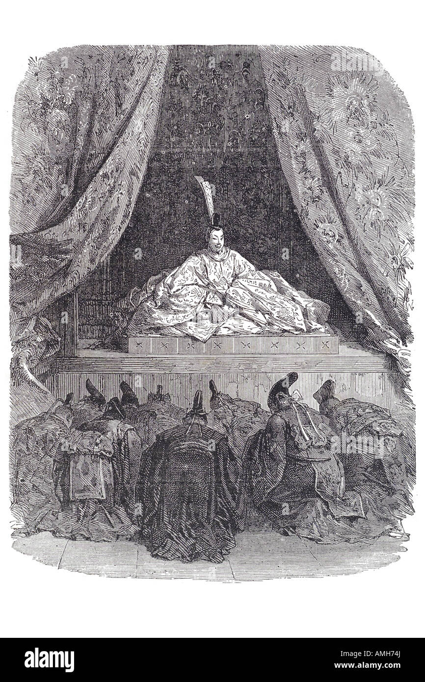 1890 reception mikado emperor Japan Japanese far east Asia orient oriental throne room seat