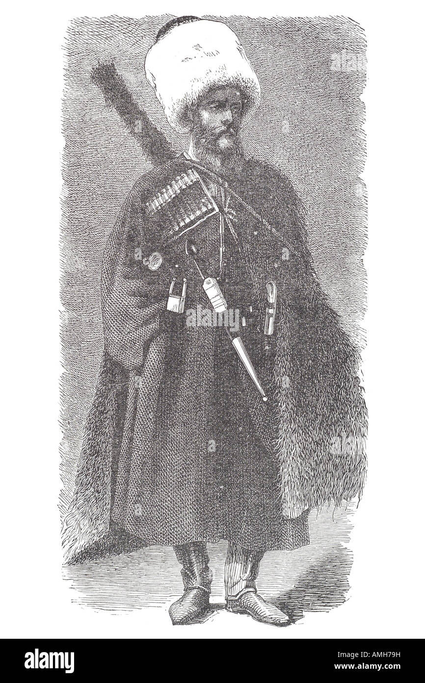 1870 Cossack of the line hat wool Kozacy southern steppe region Eastern Europe  Asia mixed ethnic Russian Ukrainian Tatar Turk m Stock Photo