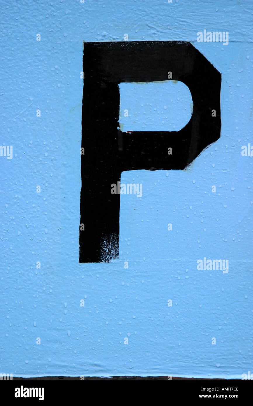 Letter P on a blue background Stock Photo