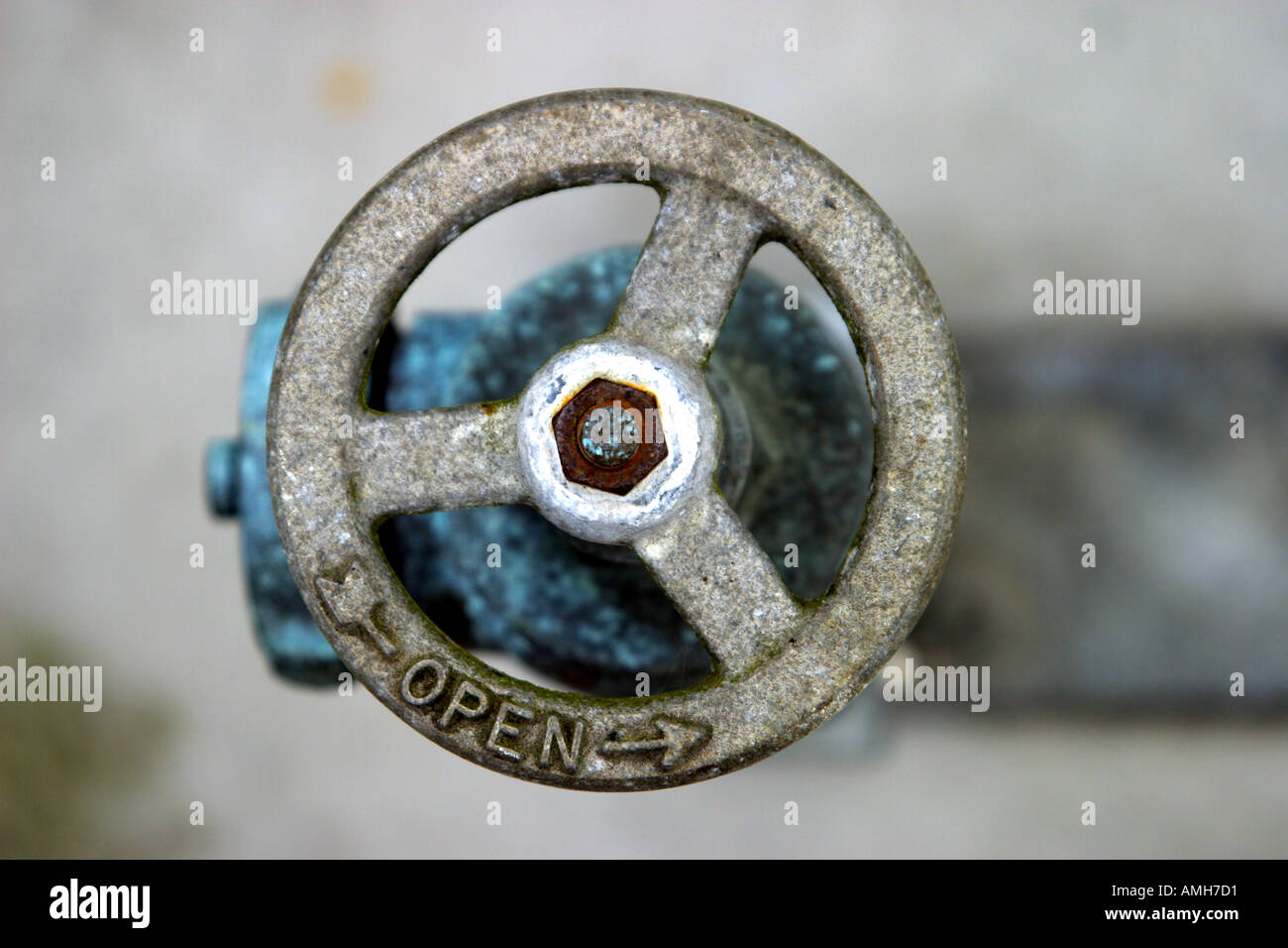 Handle on a water spigot Stock Photo