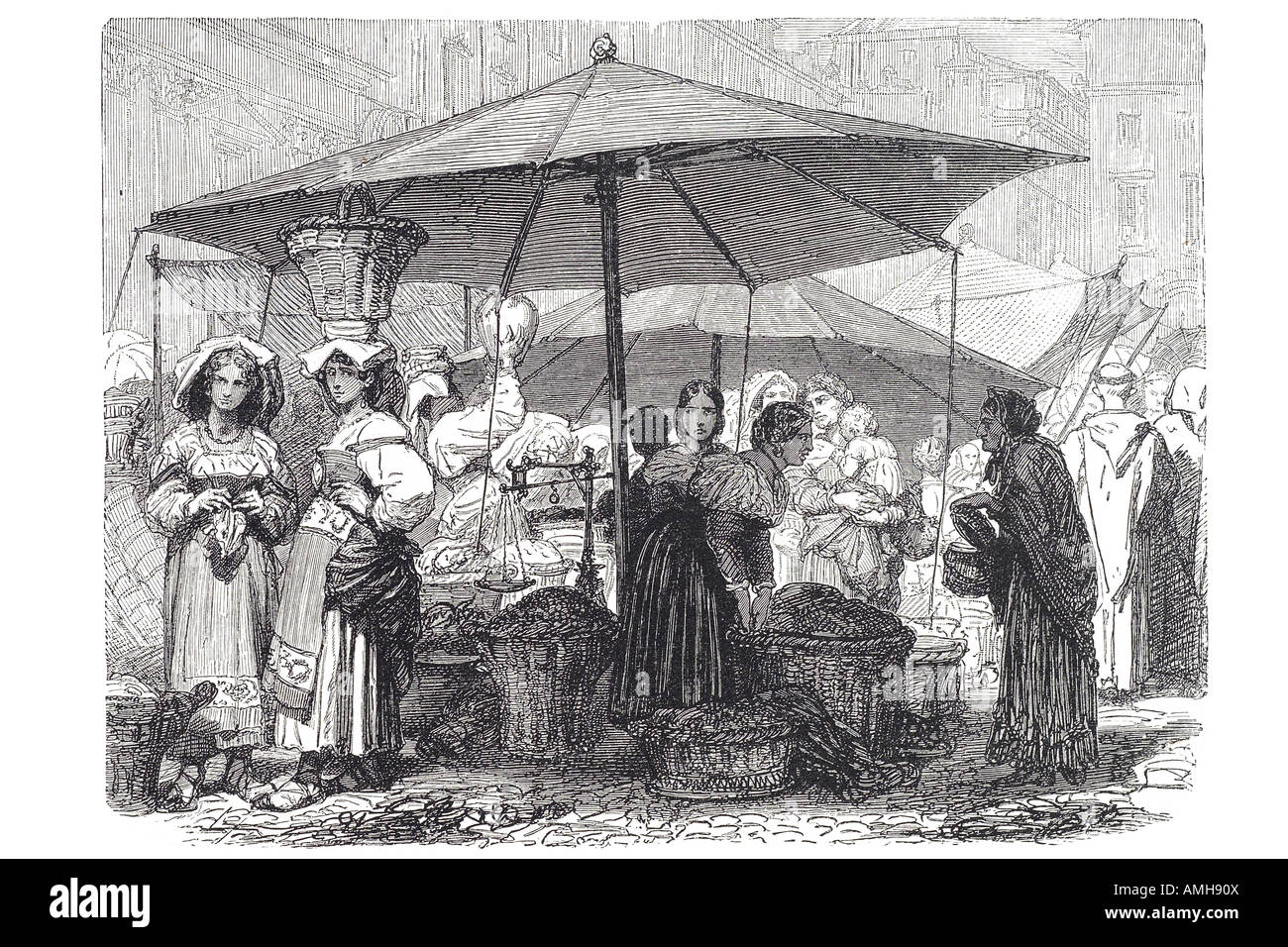 Rome market costume native traditional ethnic dress outfit style Italy Italian canopy basket