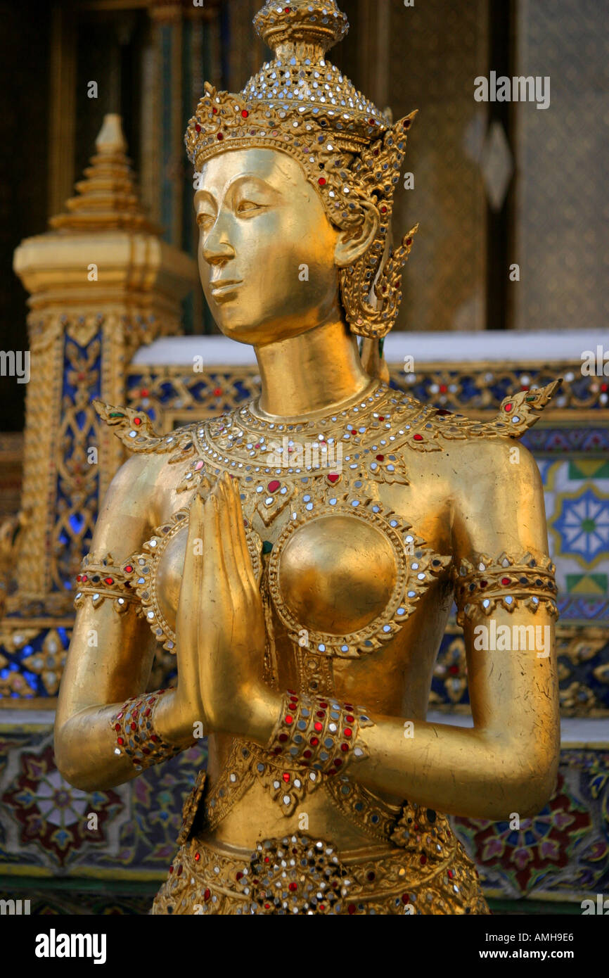 Wat Phra Kaew temple statue at the Grand Palace Bangkok Thailand Stock Photo