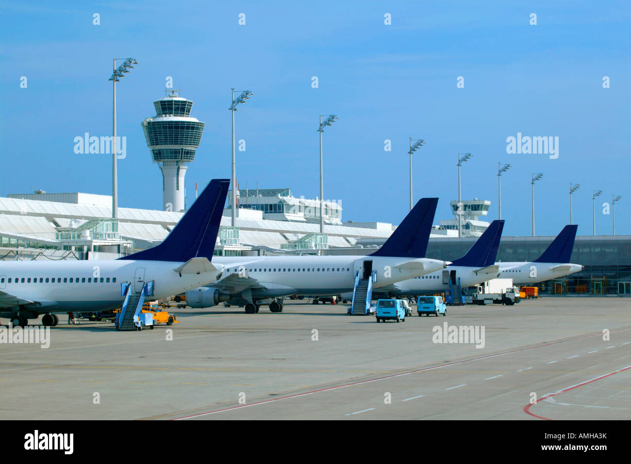 airport munich with airplanes Stock Photo