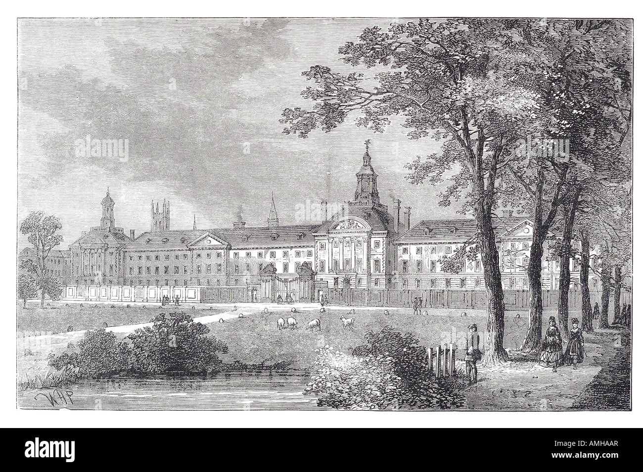 1750 bethlem hospital moorfields Royal St. Mary Bethlehem Bedlam, psychiatric hospital. lunatic asylum. Robert Hooke view freak Stock Photo