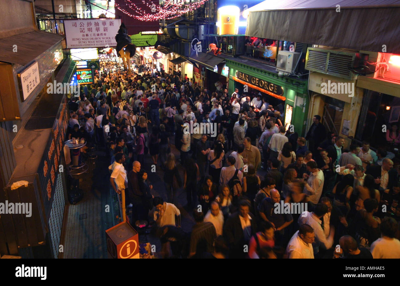 Crowds in Lan Kwai Fong area of Hong Kong Stock Photo Alamy