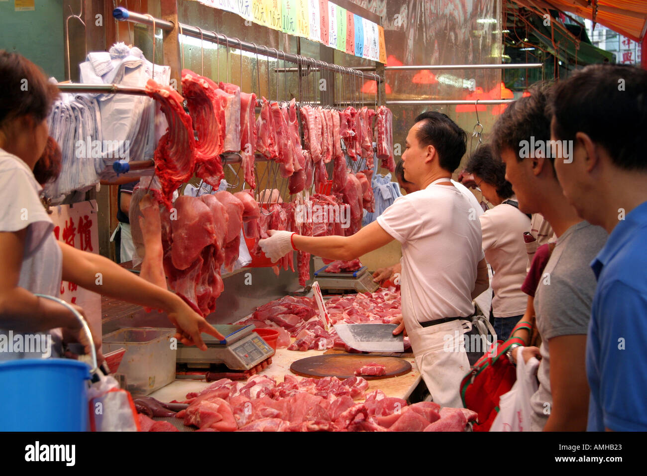 Chinese street market tai po food market hong kong hires stock