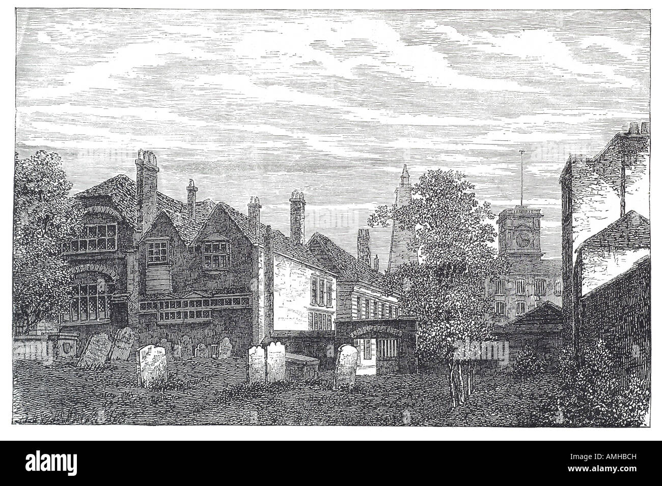 1810 grammar school st saint olave Saviour Anglican south bank Thames Southwark Tooley Street parish church education graveyard Stock Photo