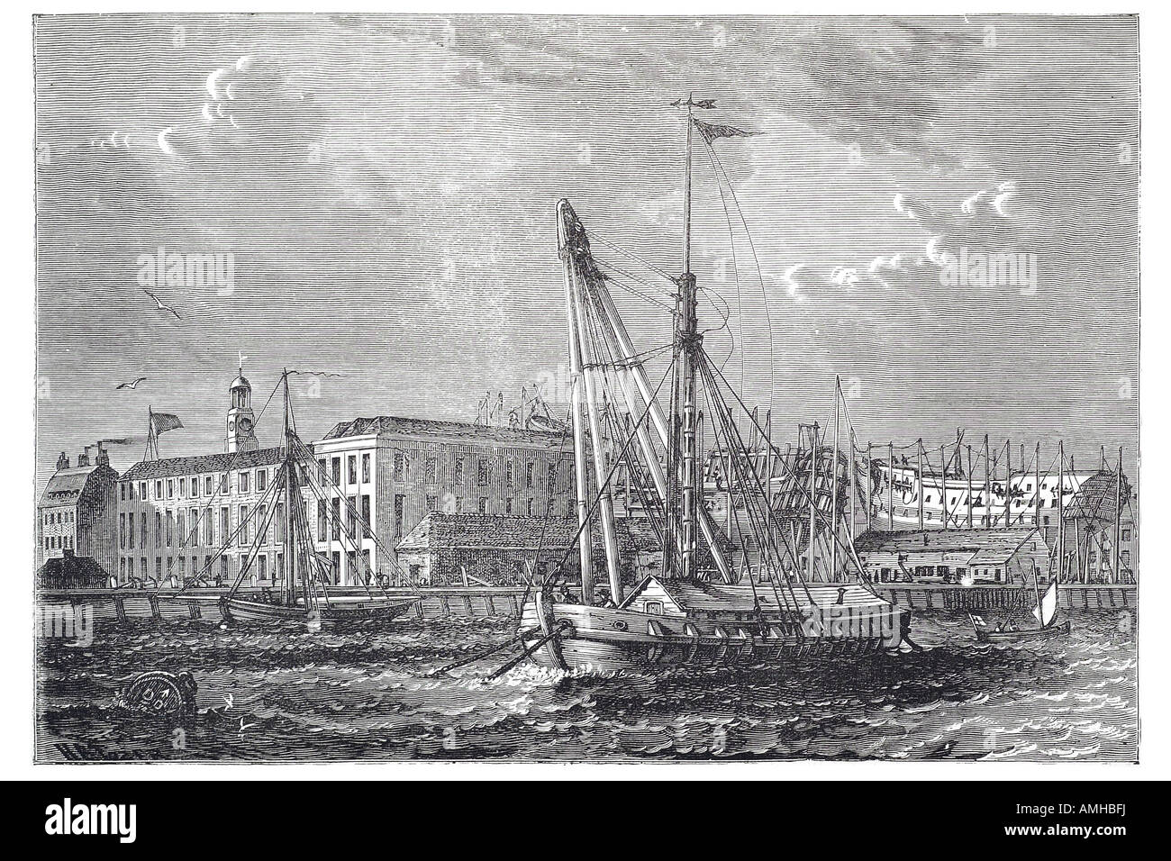 1810 royal dockyard deptford navy naval marine construction build ship boat sail river Thames London Greater capital England Eng Stock Photo