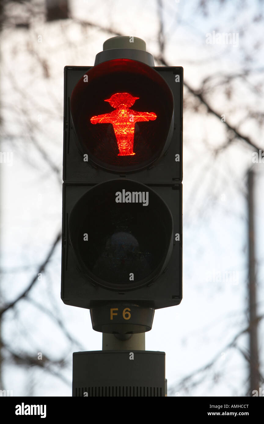 East German Ampelmännchen stopped traffic light man Berlin Germany Stock Photo