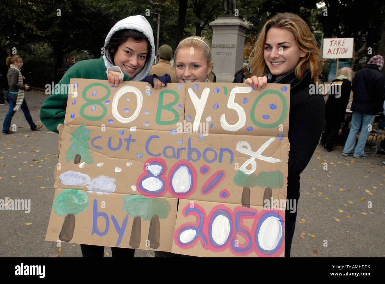 Environmental rally in Washington Square Park in Greenwich Village Stock Photo