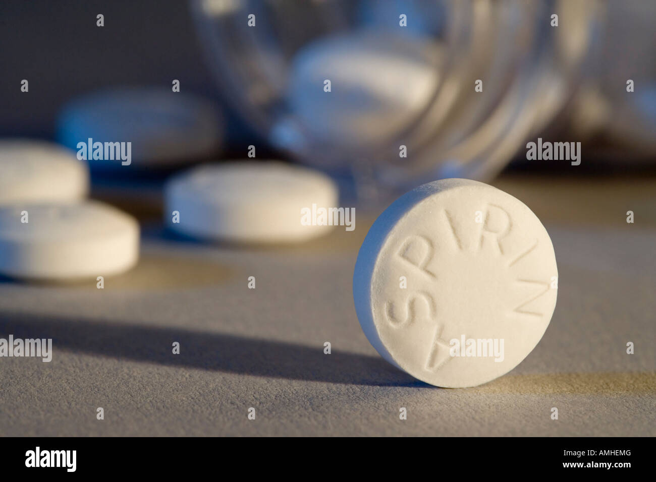 Aspirin tablets close up Stock Photo