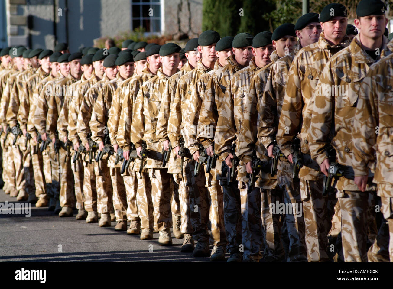 Line of Marching Soldiers The Rifles an elite rifle regiment Parade in Salisbury Wiltshire