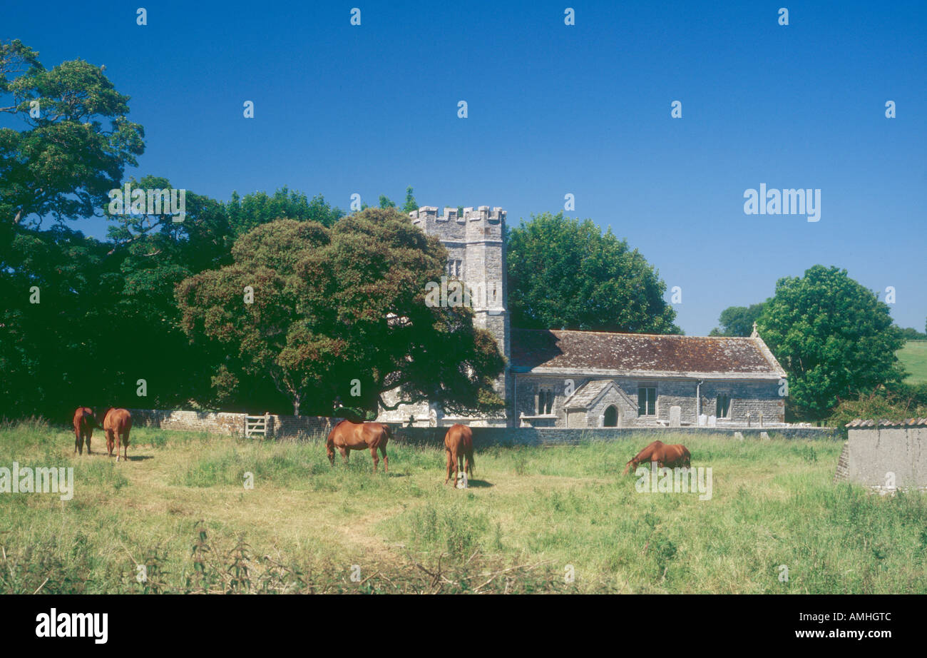 Whitcombe Church near Dorchester Dorset England is redundant and in the care of the 'Churches Conservation Trust' Stock Photo