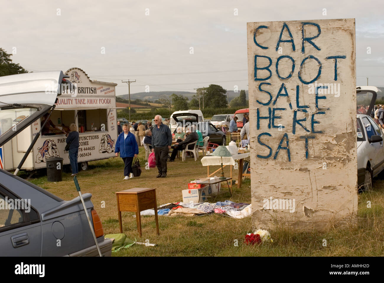 Car boot sale near Cannington Somerset Stock Photo Alamy