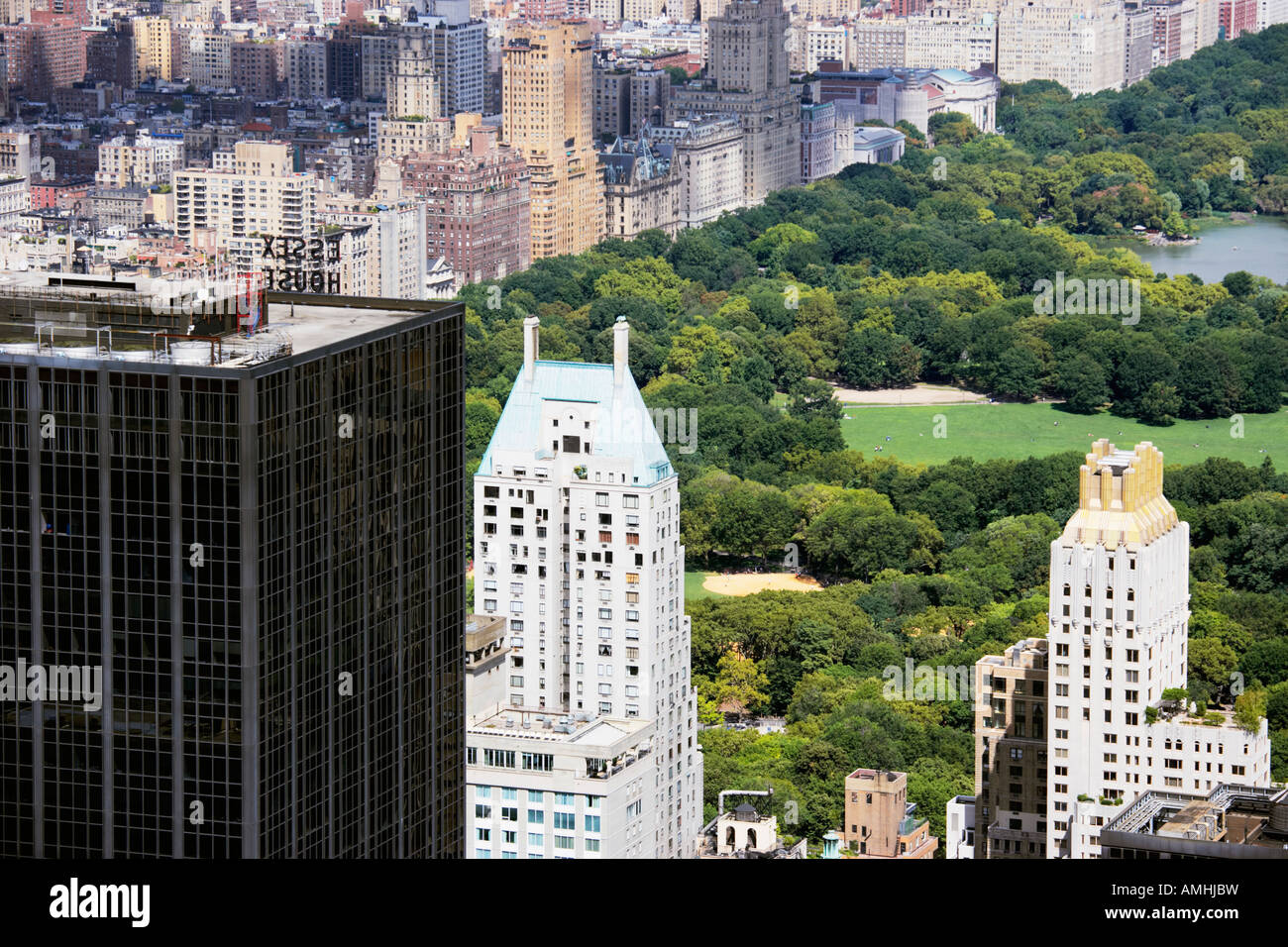 View of Central park and New York from Rockefeller Building Stock Photo