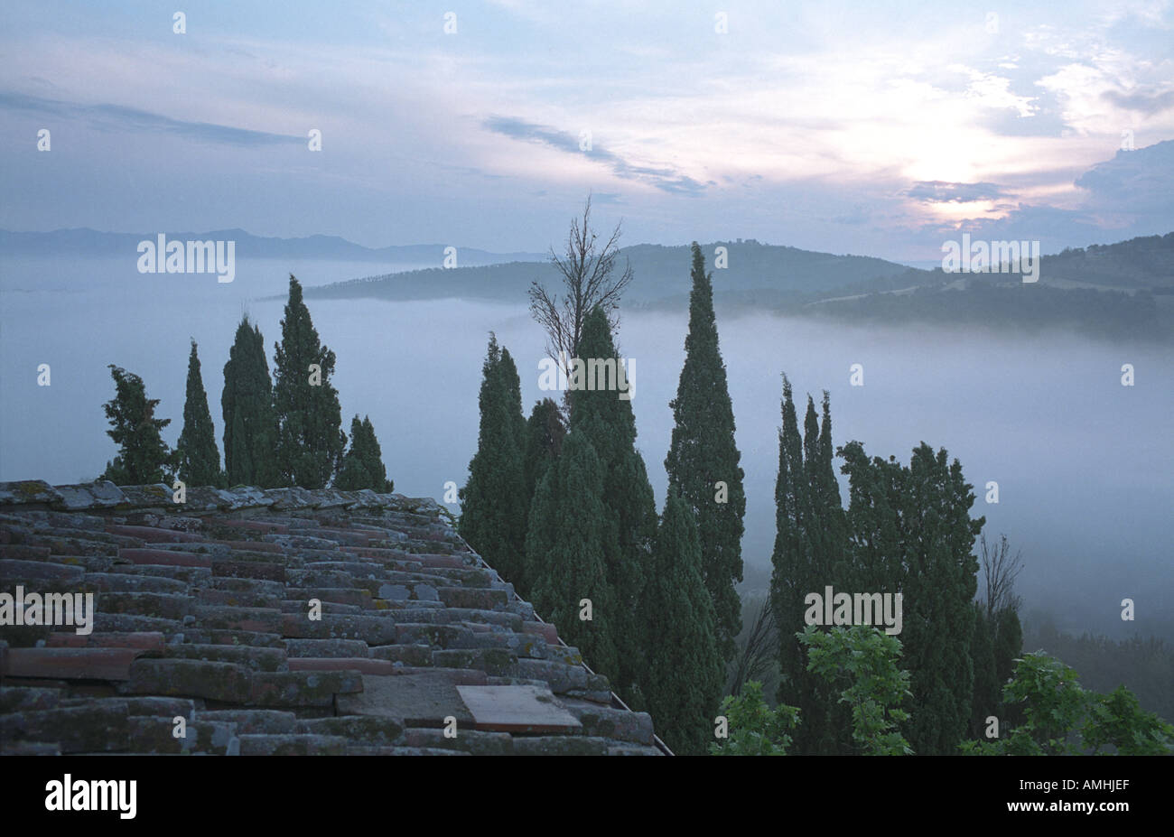 umbrian morning landscape Stock Photo