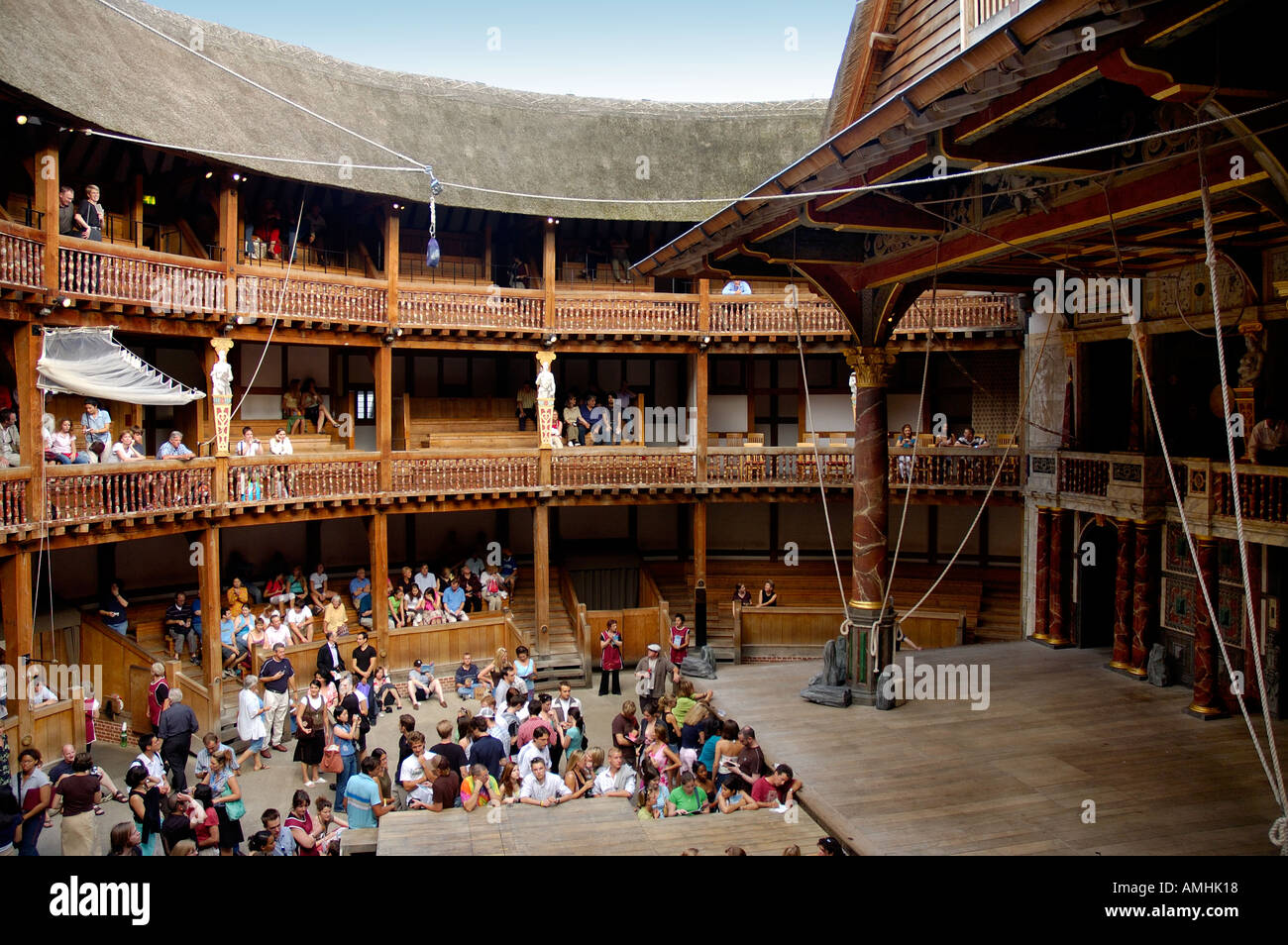 Interior of Shakespeares Globe Theatre Southbank London England Stock Photo