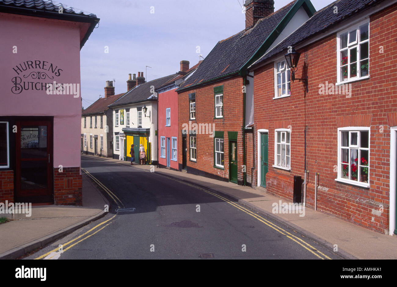 Terraced cottage houses Halesworth Suffolk England Stock Photo