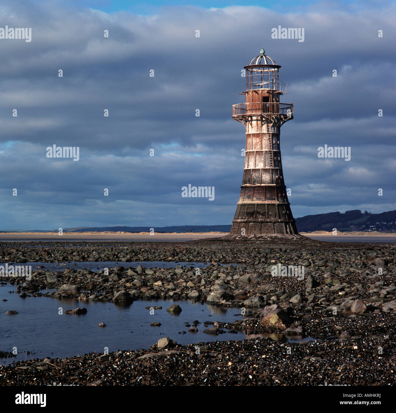 Whitford Lighthouse, Bury Estuary, Wales. Stock Photo