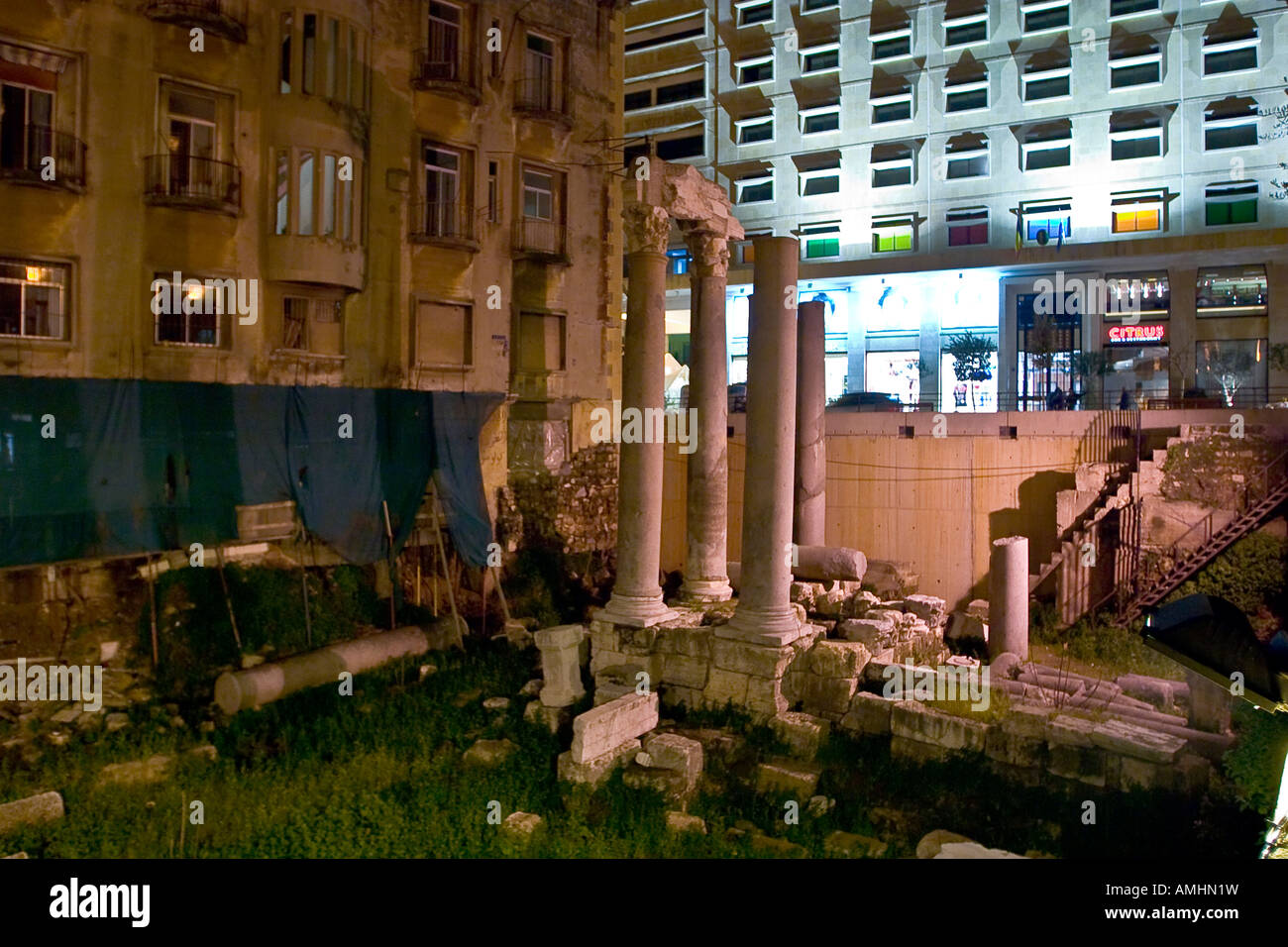 Roman columns in Downtown area Beirut Lebanon Stock Photo