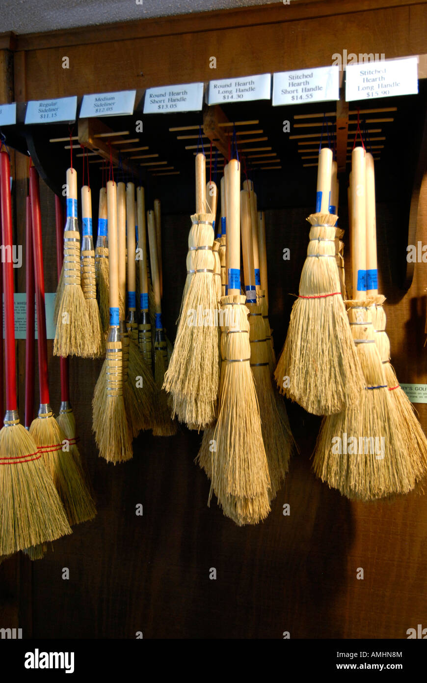 Old fashion hand made brooms at the Historic Amana Colonies Iowa IA