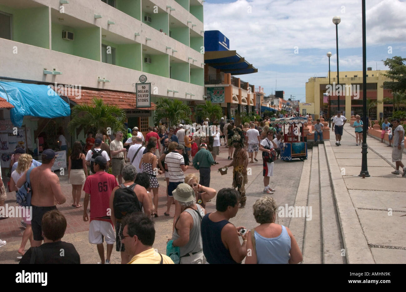 Mexico, Cozumel, San Miguel, town square, native dancers in Cozumel