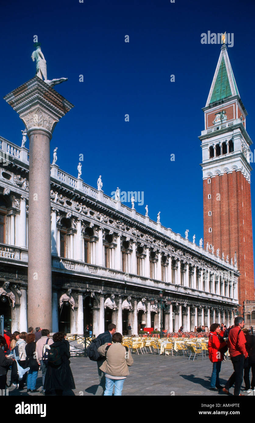 Venedig, Stadtteil San Marco, Piazetta, Libreria, Bibliotheca Marciana und Campanile Stock Photo