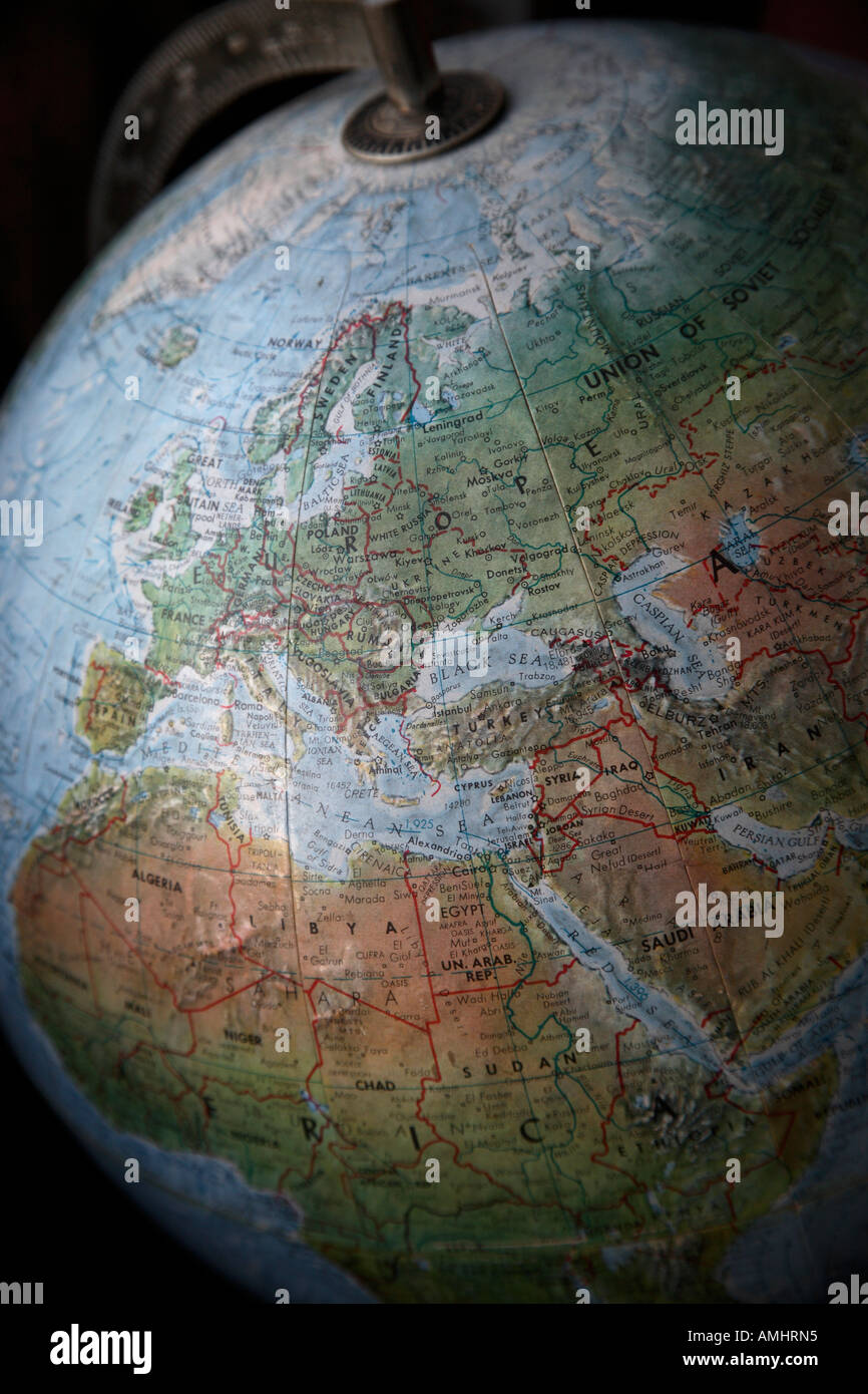 Globe focusing on Europe and North Africa Stock Photo