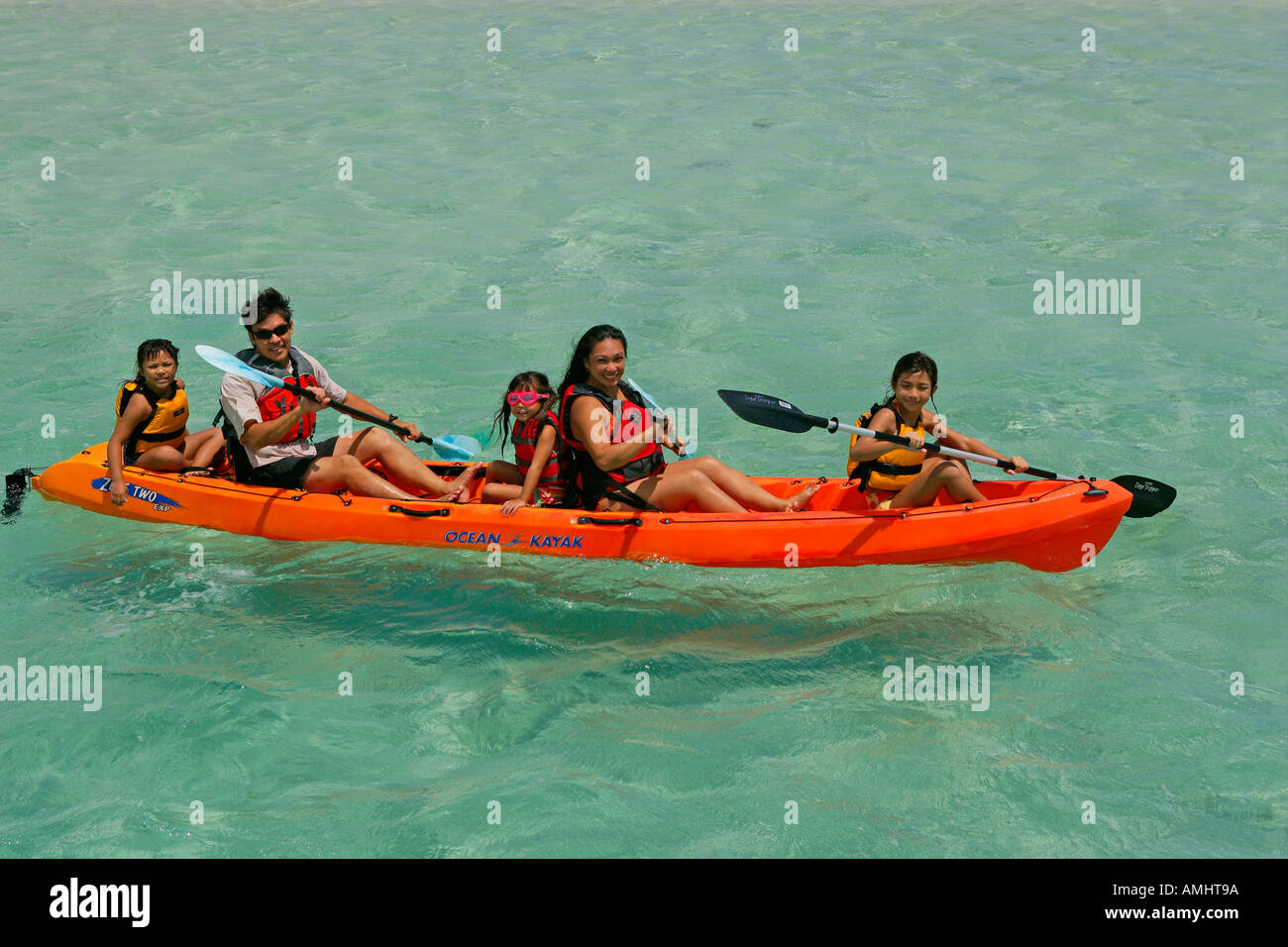 Kayaking Kaneohe Bay Oahu Hawaii Stock Photo Alamy