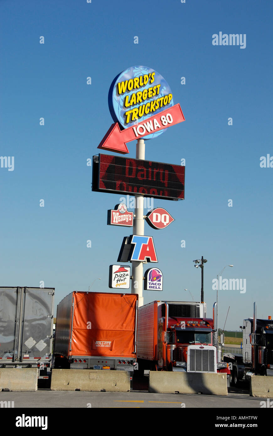 Iowa 80 is the largest truck rest stop in the world located on Interstate 80  at exit 284 at Walcott Iowa IA Stock Photo - Alamy