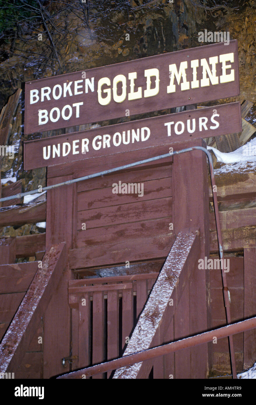 Tourist attraction of Broken Boot Gold Mine in Deadwood SD Stock Photo