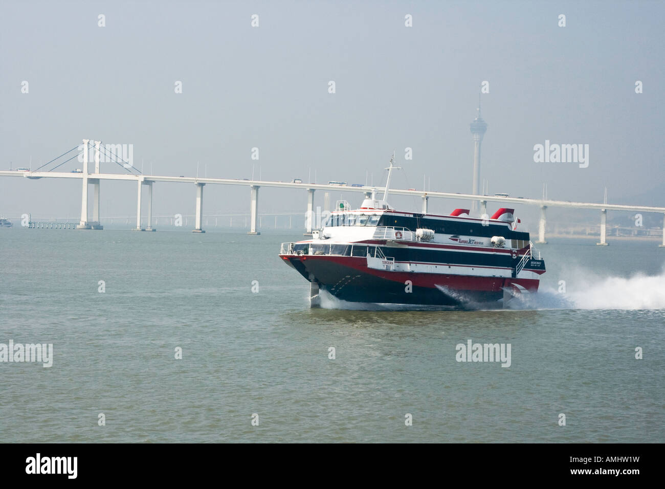 Turbojet Ferry Boat Between Hong Kong and Macau Stock Photo