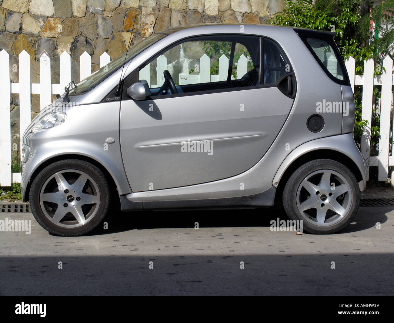 Smart Cars are popular on island of St Barts Stock Photo