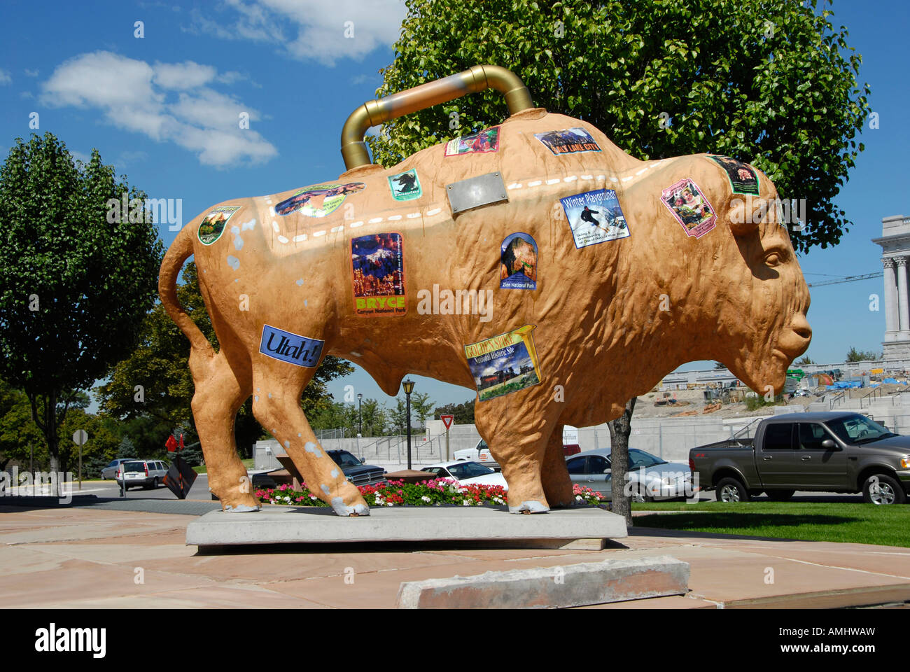 Statue of a Buffalo at The State Capitol Building at Salt Lake City