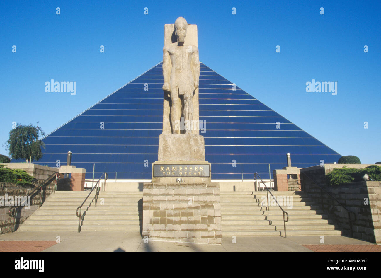 The Pyramid Sports Arena in Memphis TN with statue of Ramses at