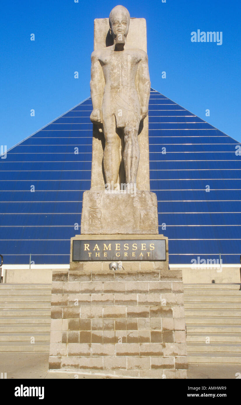 The Pyramid Sports Arena in Memphis TN with statue of Ramses at