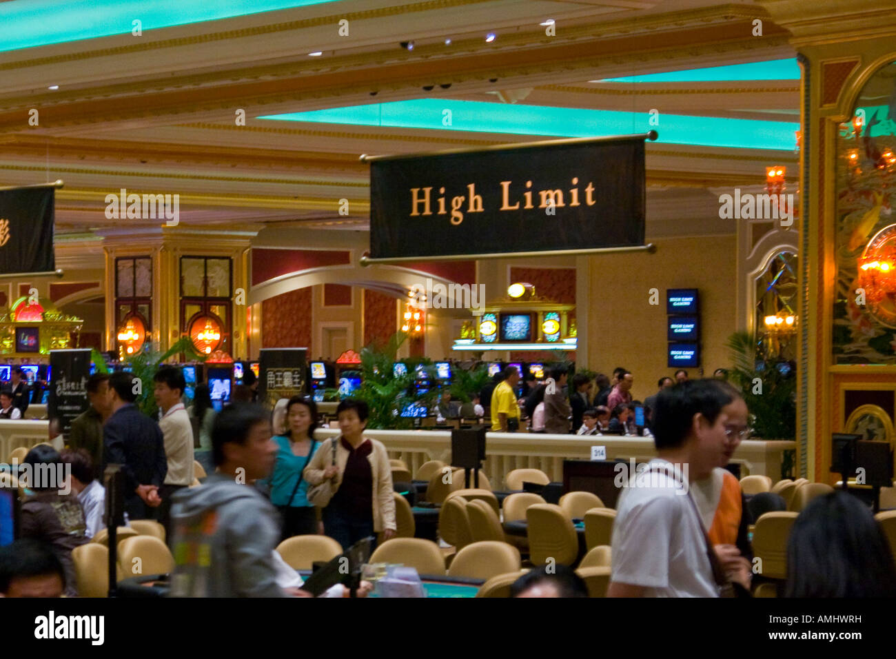 High Stakes Gambling inside the Venetian Hotel and Casino Macau Stock Photo