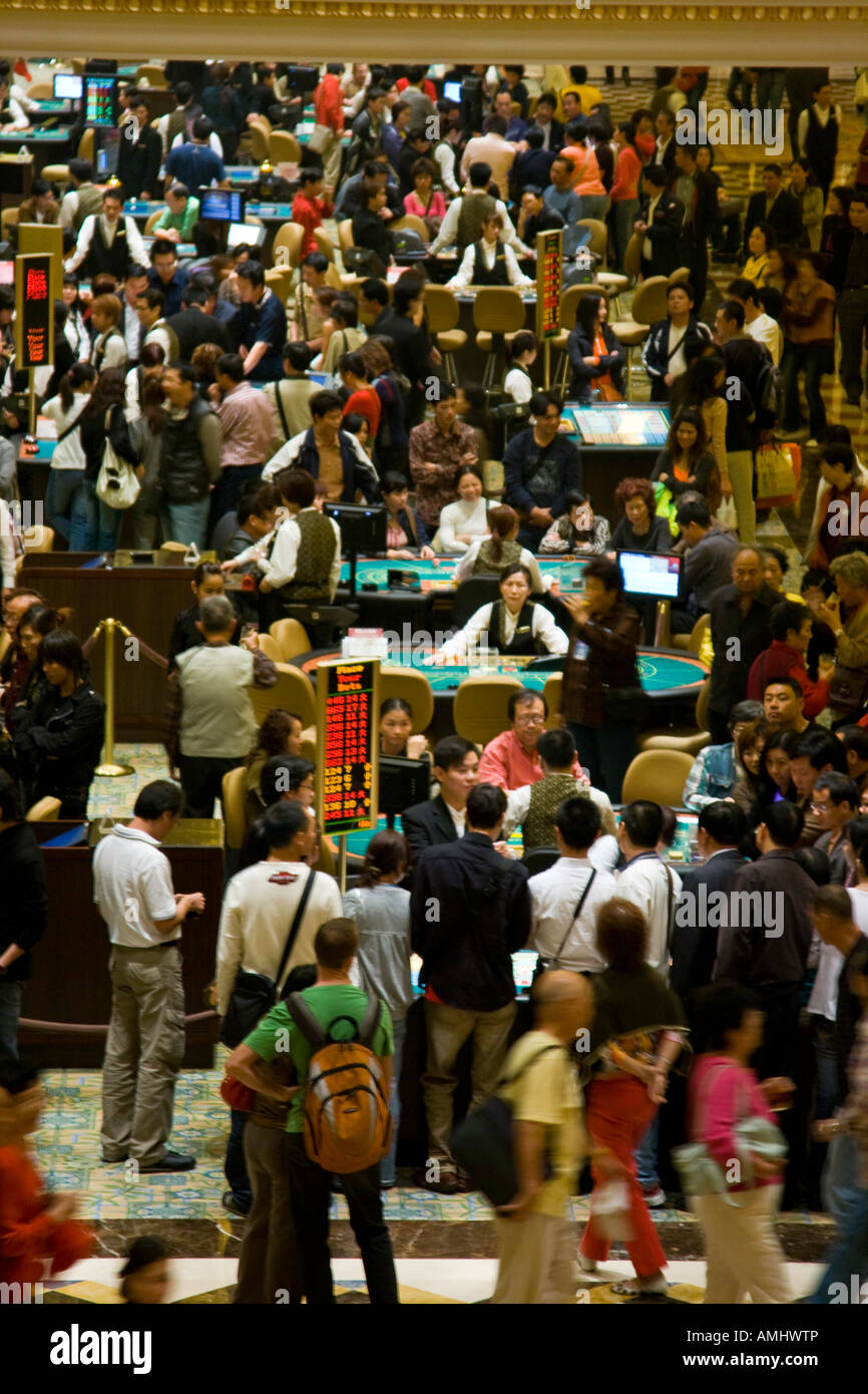 Gambling Card Tables Inside the Venetian Hotel and Casino Macau Stock Photo