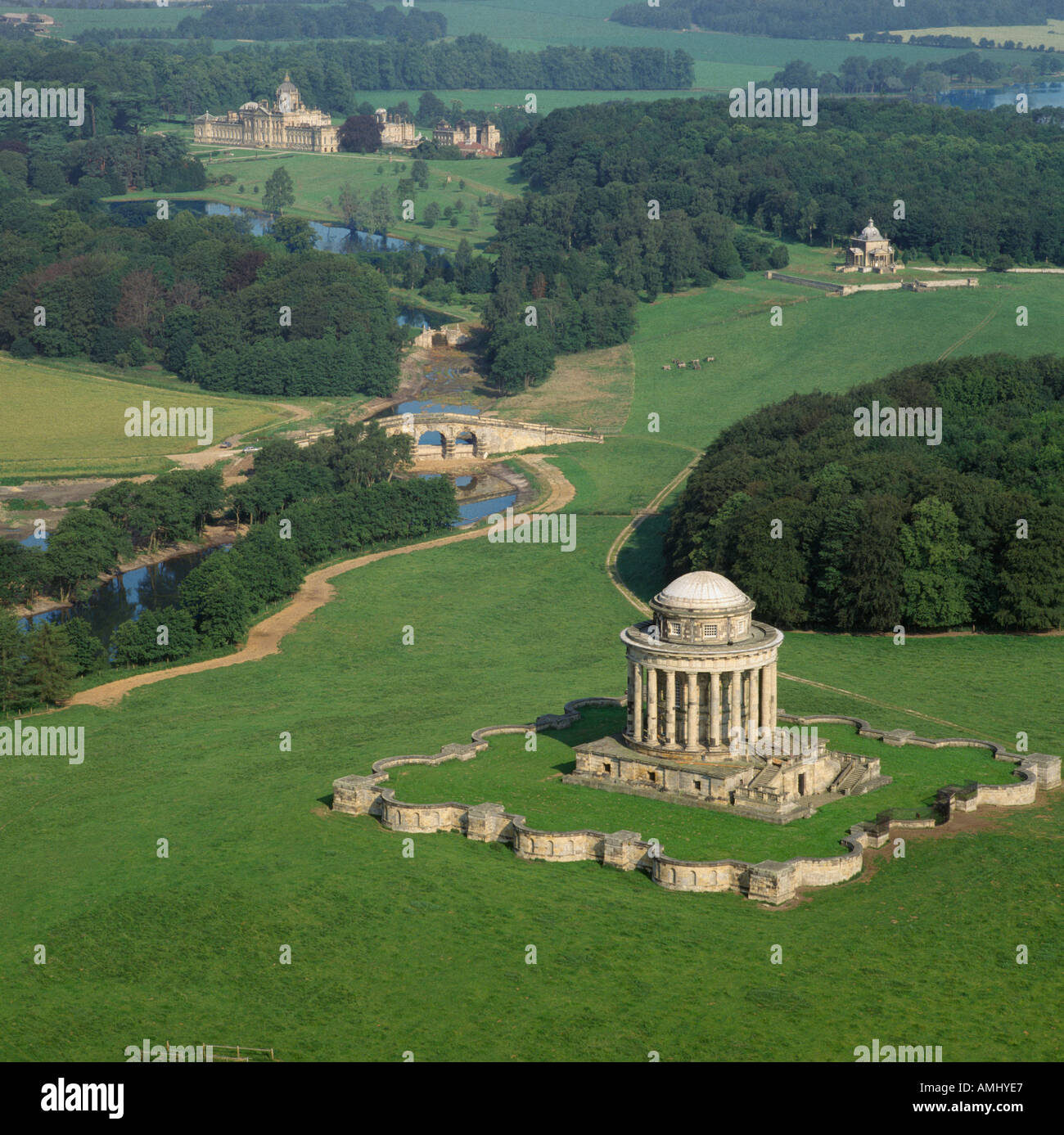 Castle Howard and parkland Yorkshire UK aerial view Stock Photo