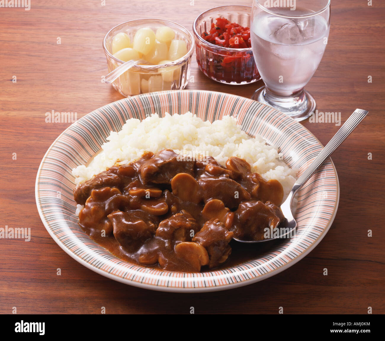 Beef stew with rice Stock Photo - Alamy