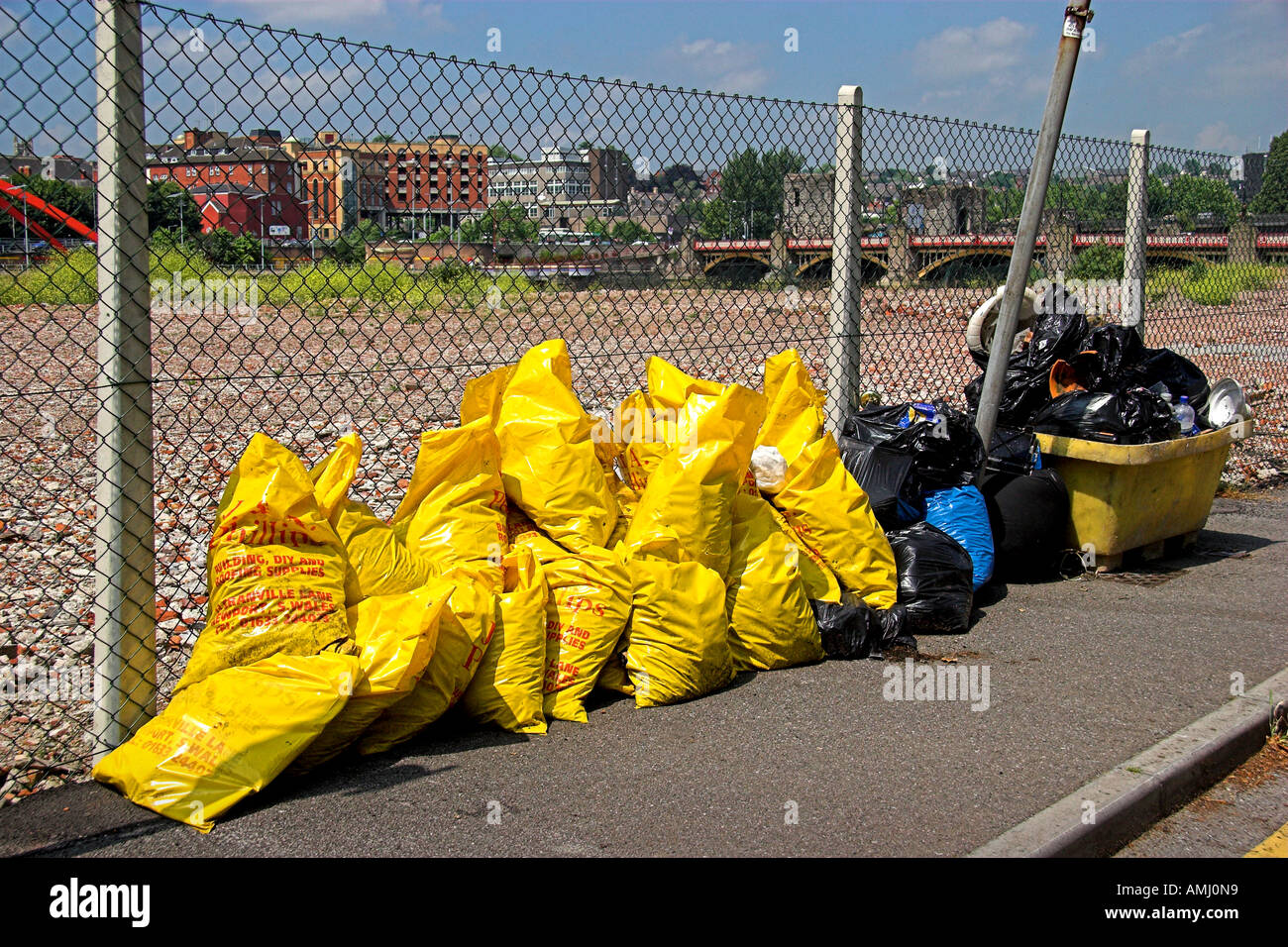Dumped Rubbish Rodney Road Newport City Centre South East Wales Stock