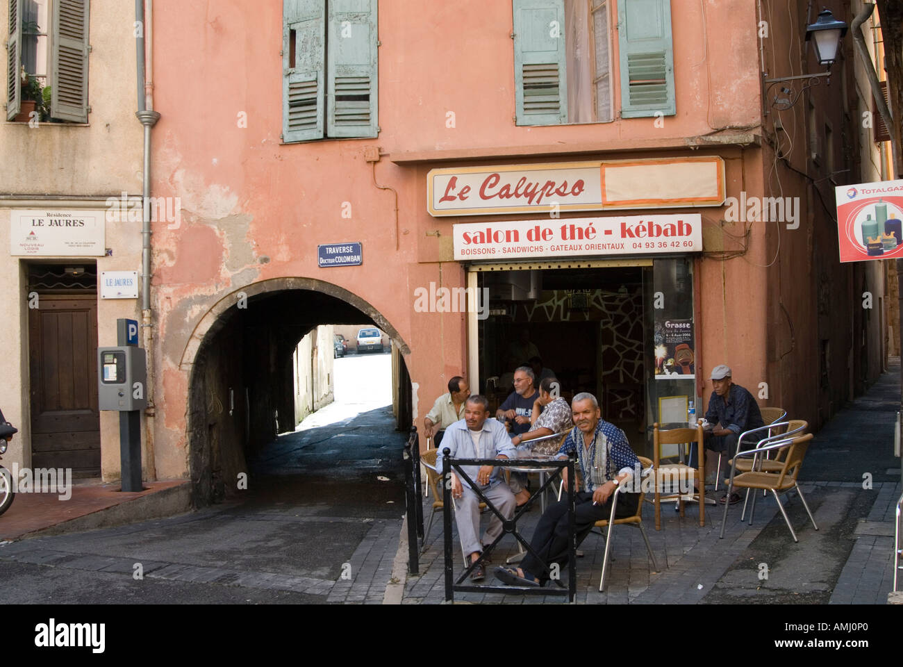 North African cafe in the old part of town of Grasse, France Stock Photo