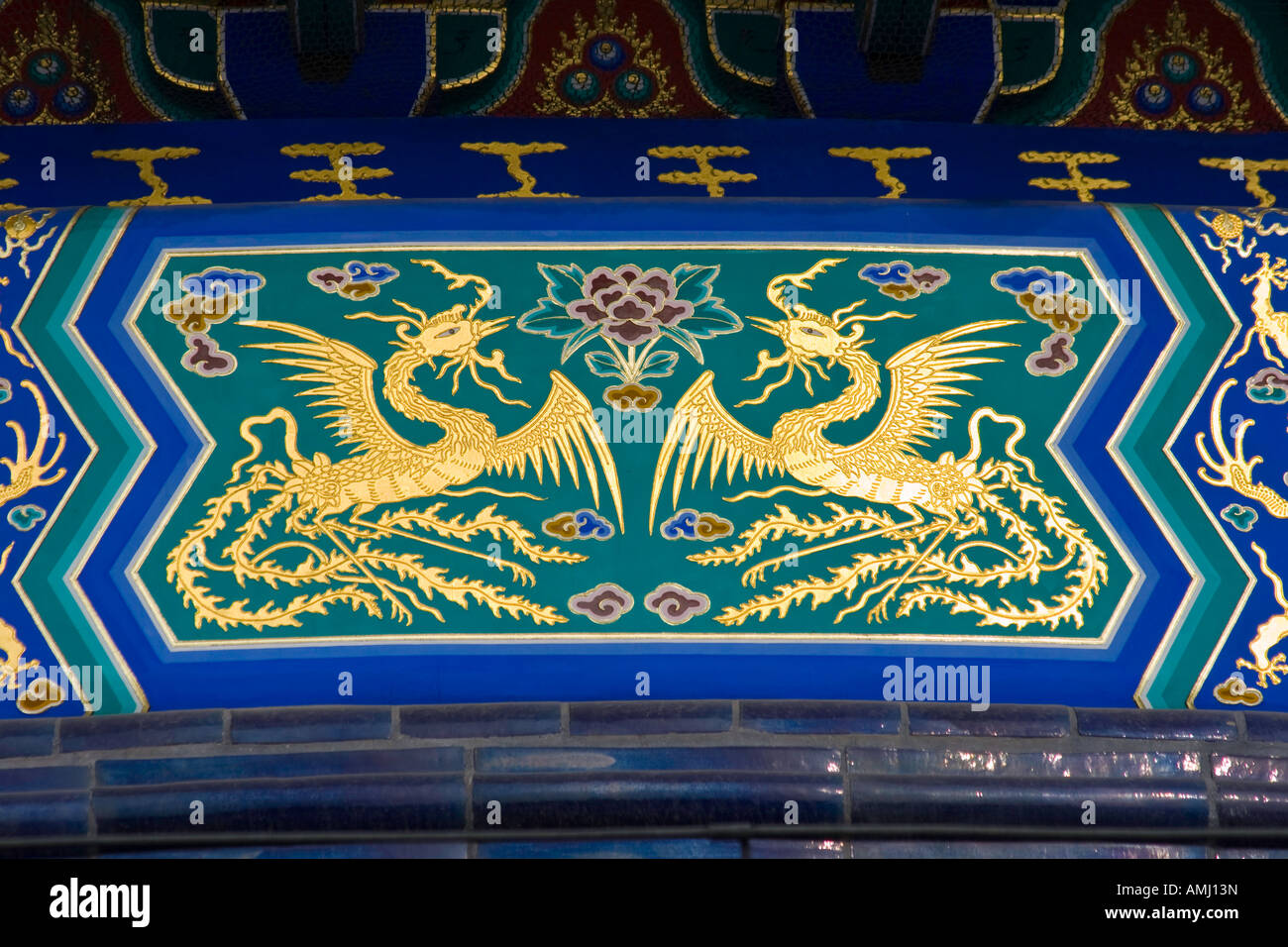 Ornate Phoenix Detail on the Temple of Heaven Beijing China Stock Photo